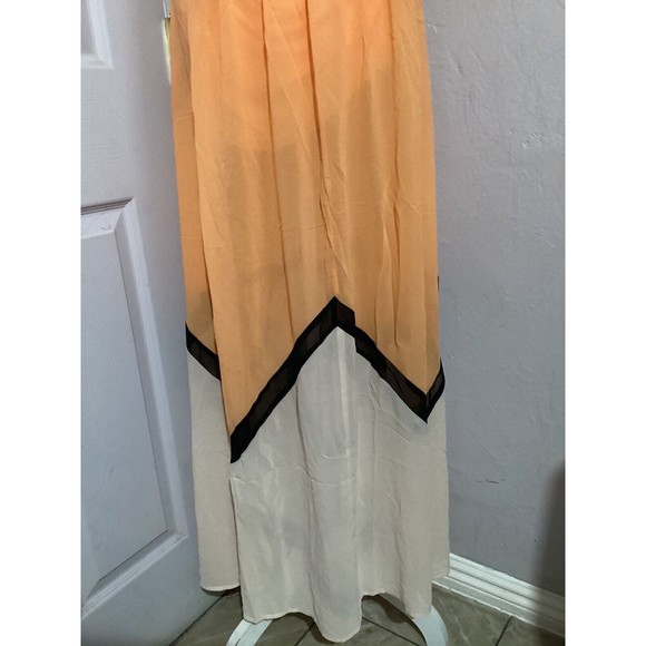 Lucy Paris Spaghetti Strap Orange Chevron Print Maxi Dress M - Picture 3 of 9